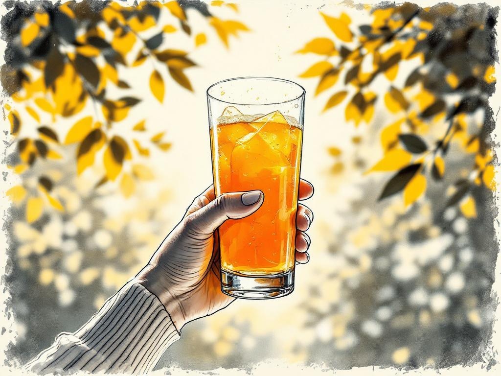 CU · Outdoor sip: Kid mid-sip, real expression, outdoor light catches the glass.